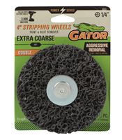 Gator 9003 Stripping Double Wheel, 4 in Dia, 1/4 in Arbor, Extra Coarse, Silicon Carbide Abrasive
