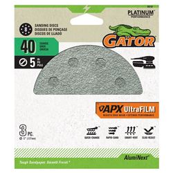 Gator 9010 Sanding Disc, 5 in Dia, 40 Grit, Coarse, Aluminum Oxide Abrasive, 8-Hole