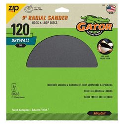 Gator 6442GA Drywall Sanding Disc, 9 in Dia, 120 Grit, Fine, CeraMax Abrasive