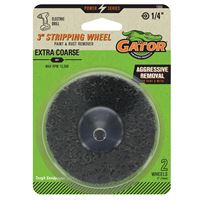 Gator 7006GA Stripping Wheel, 3 in Dia, 1/4 in Arbor, Extra Coarse