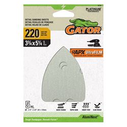 Gator 5174 Mouse Sander Abrasive Sheet, 5-1/4 in L, 3-3/4 in W, Very Fine, 220 Grit, Aluminum Oxide Abrasive