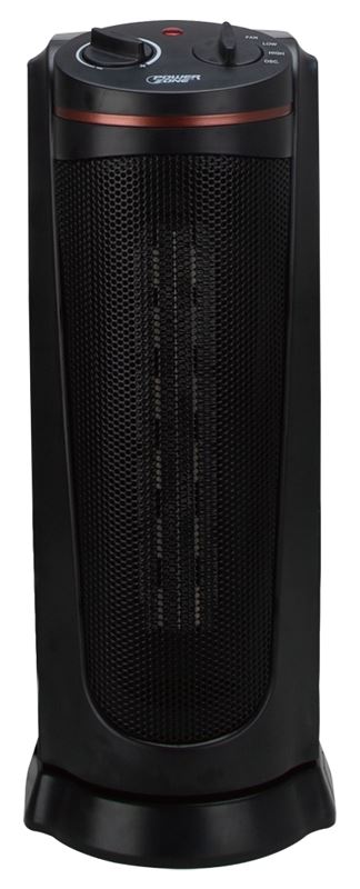 PowerZone HPQ15A-M Ceramic Tower Heater, 12.5 A, 120 V, 900/1500 W, 1500W Heating, 2-Heat Setting, Black - VORG2420958