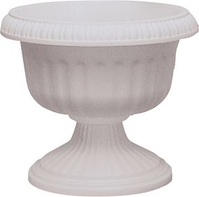 Southern Patio UR1212WH Urn Planter, 11.88 in W, 11.88 in D, Plastic, White