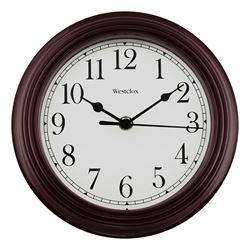 Westclox 46983 Clock, Round, Burgundy Frame, Plastic Clock Face, Analog 