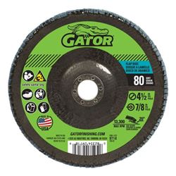 Gator 9718 Abrasive Flap Disc, 4-1/2 in Dia, 80 Grit, Medium, Zirconium Oxide Abrasive, Fiberglass Backing 