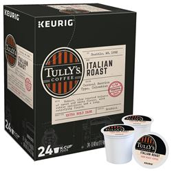 KEURIG TULLYS 5000330029 Italian Roast K-Cup Pod Box, Yes Caffeine, Dark Roast Box 4 Pack 