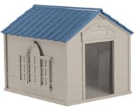 Suncast DH350 Dog House, 38-1/2 in OAL, 33 in OAW, 32 in OAH, Resin, Blue/Taupe 