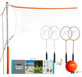 Franklin Sports 50610 Volleyball and Badminton Set, Metal/Plastic, Orange/White 