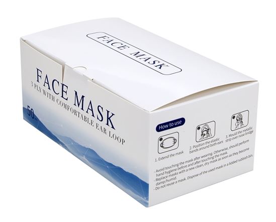 Worldwide Sourcing SM-88 Face Mask, One-Size, 3-Layer, Blue, Elastic Ear Loop Fastening - VORG9805102