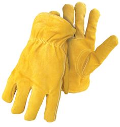 Boss 7186L Gloves, L, Keystone Thumb, Elastic Cuff, Yellow 