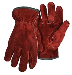 Boss 4175J Gloves, XL, Keystone Thumb, Open, Shirred Elastic Back Cuff, Cowhide Leather, Red 