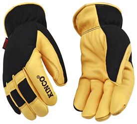 KincoPro 101HK-L Safety Gloves, Mens, L, Wing Thumb, Shirred Elastic Wrist Cuff, Polyester/Spandex Back, Gold 
