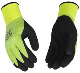 HYDROFLECTOR 1786P-L Waterproof Protective Gloves, Mens, L, Knit Wrist Cuff, Latex Coating, Acrylic Glove, Black/Green 