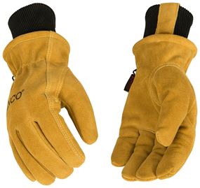 Hydroflector 350HKP-L Gloves, Men's, L, Keystone Thumb, Knit Wrist Cuff, Cowhide Leather, Gold