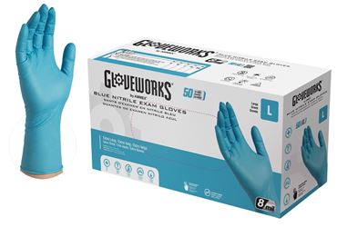 AMMEX GPNHD66100 Non-Sterile Disposable Gloves, L, Nitrile, Powder-Free, Blue, 300 mm L 
