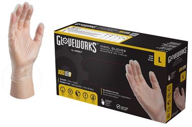 GLOVEPLUS IVPF46100 Disposable Gloves, L, Vinyl, Powder-Free, Clear, 11.73 in L 