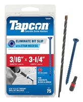 Tapcon 28307 Concrete Screw Anchor, 3/16 in Dia, 3-1/4 in L, Steel, Climaseal 
