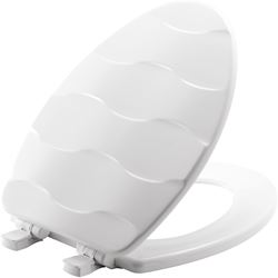 Mayfair 133SLOW 000 Toilet Seat, Elongated, Wood, White, Easy Clean and Change Hinge 