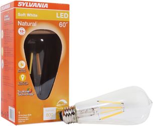 Sylvania 40772 Natural LED Bulb, Decorative, ST19 Lamp, 60 W Equivalent, E26 Lamp Base, Dimmable, Clear 