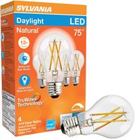 Sylvania 40803 Natural LED Bulb, General Purpose, A19 Lamp, 75 W Equivalent, E26 Lamp Base, Dimmable, Clear 