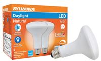 Sylvania 40730 Natural LED Bulb, Spotlight, BR30 Lamp, 65 W Equivalent, E26 Lamp Base, Dimmable, Frosted, Daylight Light 
