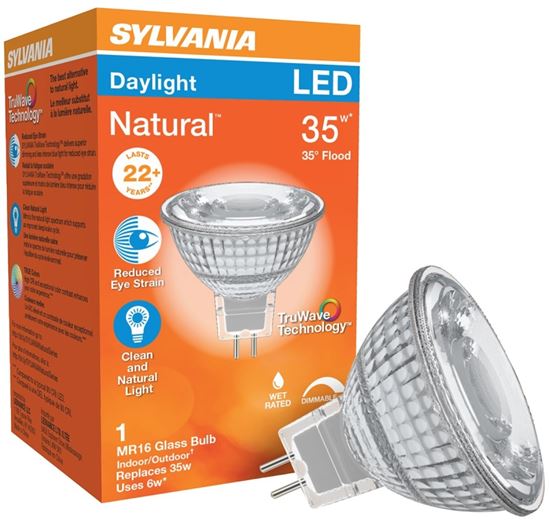 Sylvania 40928 Natural LED Bulb, Track/Recessed, MR16 Lamp, G5.3 Lamp Base, Dimmable, Cool White Light - VORG1228329