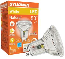 Sylvania 40932 Natural LED Bulb, Spotlight, PAR16 Lamp, GU10 Lamp Base, Dimmable, Cool White Light, 3000 K Color Temp 