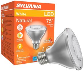 Sylvania 40914 Natural LED Bulb, Spotlight, PAR30 Lamp, E26 Lamp Base, Dimmable, Clear, Cool White Light 