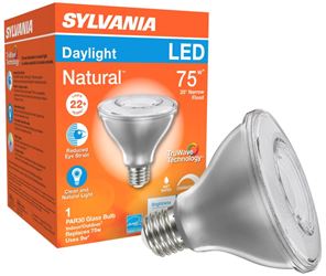 Sylvania 40915 Natural LED Bulb, Spotlight, PAR30 Lamp, E26 Lamp Base, Dimmable, Clear, Daylight Light 