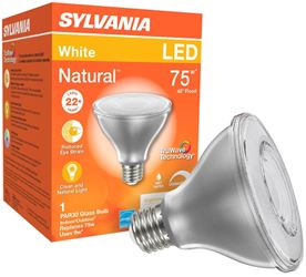 Sylvania 40916 Natural LED Bulb, Spotlight, PAR30 Lamp, E26 Lamp Base, Dimmable, Clear, Cool White Light 