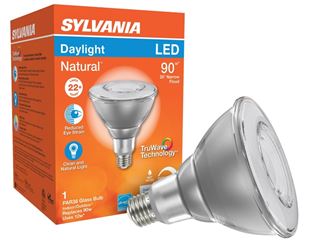 Sylvania 40900 Natural LED Bulb, Spotlight, PAR38 Lamp, E26 Lamp Base, Dimmable, Clear, Daylight Light 