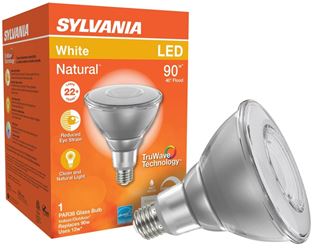 Sylvania 40901 Natural LED Bulb, Spotlight, PAR38 Lamp, E26 Lamp Base, Dimmable, Clear, Cool White Light 