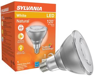 Sylvania 40903 Natural LED Bulb, Spotlight, PAR38 Lamp, E26 Lamp Base, Dimmable, Clear, Cool White Light 