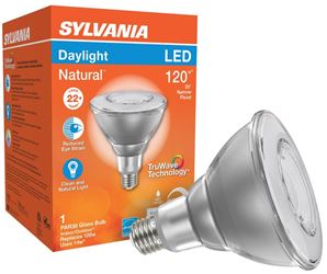 Sylvania 40904 Natural LED Bulb, Spotlight, PAR38 Lamp, E26 Lamp Base, Dimmable, Clear, Daylight Light 