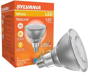 Sylvania 40905 Natural LED Bulb, Spotlight, PAR38 Lamp, E26 Lamp Base, Dimmable, Clear, Cool White Light 