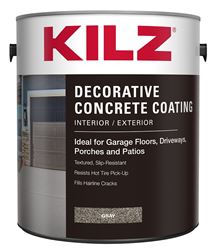 Kilz L378711 Decorative Concrete Coating, Gloss, Gray, 1 gal, Pack of 4 
