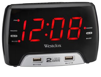 Westclox 80227WM Clock Radio, LED Display, Snooze, 20 -Station 