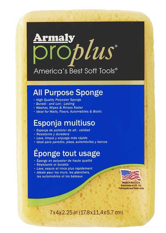Armaly ProPlus 00027 Large Economy Sponge, 7 in L, 4-1/2 in W, 2-2/5 in Thick, Polyester, Yellow - VORG7806706