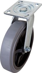 Shepherd Hardware 3186 Swivel Caster, 8 in Dia Wheel, Thermoplastic Rubber Wheel, Black/Gray, 700 lb 
