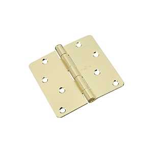 National Hardware N830-214 Square Corner Door Hinge, 3 in H Frame Leaf, Steel, Polished Brass, Non-Rising, Removable Pin - VORG7171135