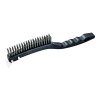 ProSource SJ3133-S Wire Brush with Scraper, Long Handle, Steel Bristle