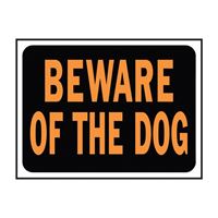 Hy-Ko Hy-Glo Series 3002 Identification Sign, Rectangular, BEWARE OF DOG, Fluorescent Orange Legend, Black Background, Pack of 10