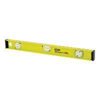 Stanley 42-328 I-Beam Level, 48 in L, 3-Vial, 2-Hang Hole, Non-Magnetic, Aluminum, Black/Yellow
