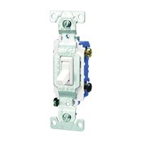 Eaton Wiring Devices C1303-7LTW-L Toggle Switch, 15 A, 120 V, Polycarbonate Housing Material, White