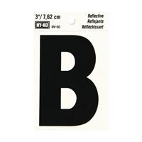 Hy-Ko RV-50/B Reflective Letter, Character: B, 3 in H Character, Black Character, Silver Background, Vinyl, Pack of 10