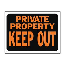 Hy-Ko Hy-Glo Series 3016 Identification Sign, Rectangular, PRIVATE PROPERTY KEEP OUT, Fluorescent Orange Legend, Plastic, Pack of 10 