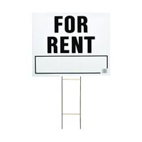 HY-KO LFR-4 Lawn Sign, Rectangular, FOR RENT, Black Legend, White Background, Plastic, 24 in W x 19 in H Dimensions 5 Pack 
