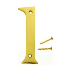 HY-KO BR-90/1 House Number, Character: 1, 4 in H Character, 2-1/2 in W Character, Brass Character, Solid Brass 