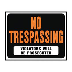Hy-Ko Hy-Glo Series SP-104 Identification Sign, Rectangular, NO TRESPASSING VIOLATORS WILL BE PROSECUTED, Plastic, Pack of 5 