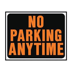 Hy-Ko Hy-Glo Series SP-105 Identification Sign, Rectangular, NO PARKING ANYTIME, Fluorescent Orange Legend, Plastic, Pack of 5 